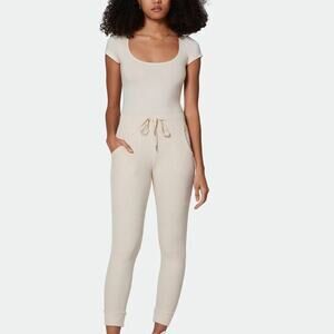 Lett Malora Bodysuit Size XL Ecru Nude Short Sleeve Soft Stretch Organic Cotton